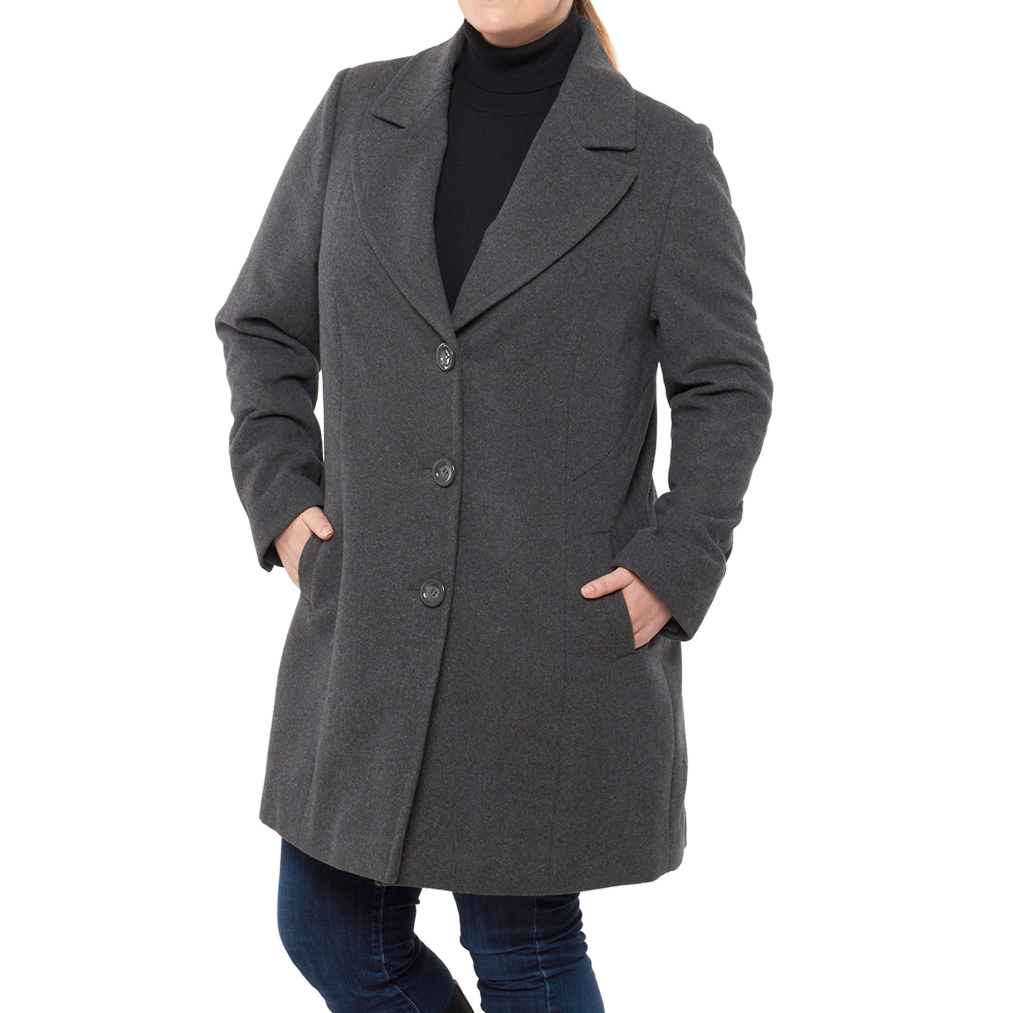 Alpine Swiss Womens Plus Size Wool Overcoat Walking Coat Blazer Pea